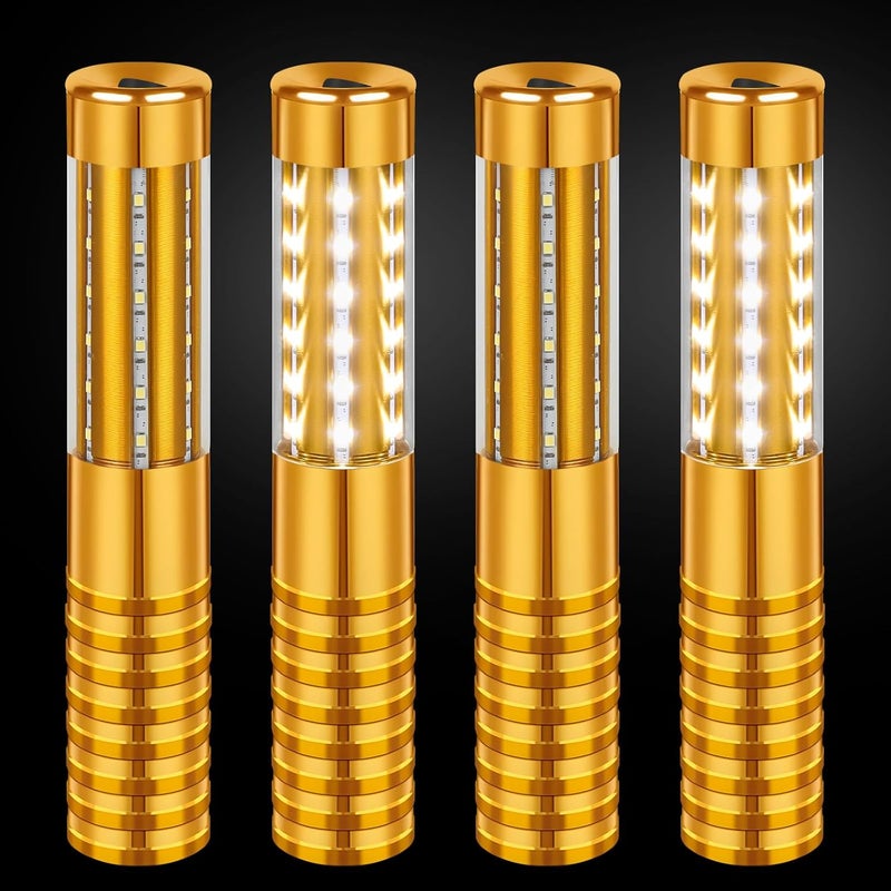 TTLYUGN 4 Pieces LED Strobe Baton Light Rechargeable Bottle Service Sparklers Stick Reusable Champagne Bottle Handheld LED for Club Stage Nightclub Party Concert Event Bar Outdoor - Gold - Image 1